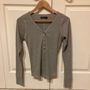 Abercrombie & Fitch Gray Long Sleeve Henley Top Size Small